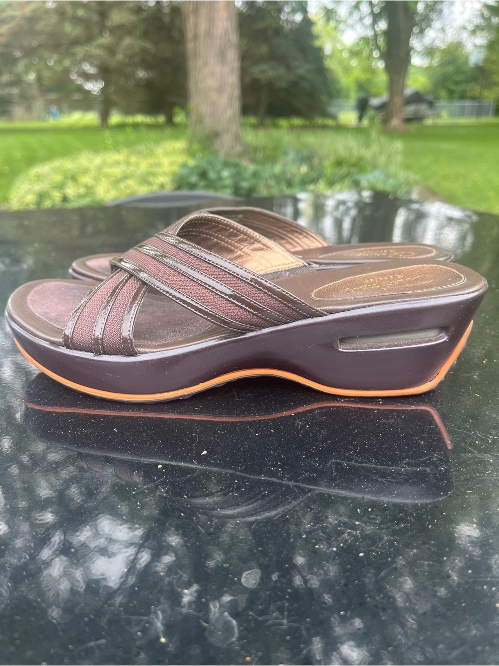 Cole Haan Air G Series Brown Wedge Slide Sandals size 6